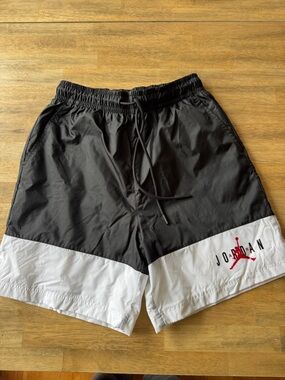 Jordan Black and White Colorblock Swim Trunks